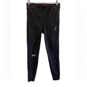 Spanx Jean-ish Black Distressed Ankle Pants Leggings